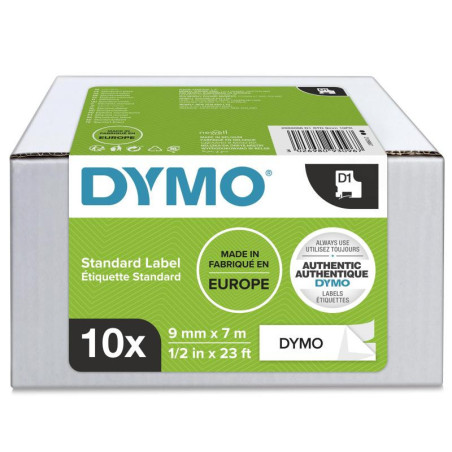 D1 Tape 9mm x 7m (sort på hvid) 10 Pack