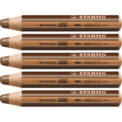 Stabilo woody 880-630 Brun tyk farveblyant 5stk