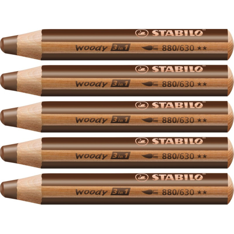 Stabilo woody 880-630 Brun tyk farveblyant 5stk Stabilo woody 880-630 Brun tyk farveblyant 5stk