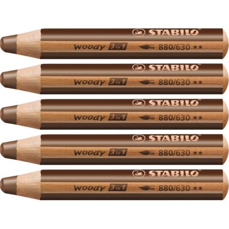 Stabilo woody 880-630 Brun tyk farveblyant 5stk