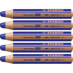 Stabilo woody 880-405 Marineblå tyk farveblyant 5stk