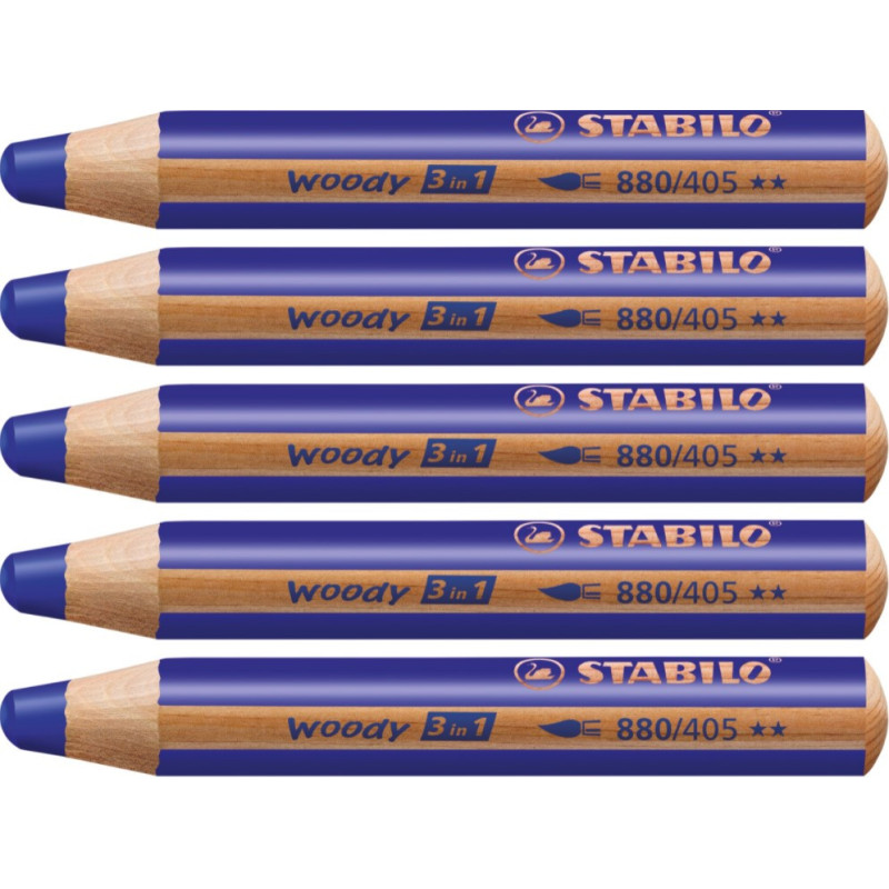 Stabilo woody 880-405 Marineblå tyk farveblyant 5stk Stabilo woody 880-405 Marineblå tyk farveblyant 5stk