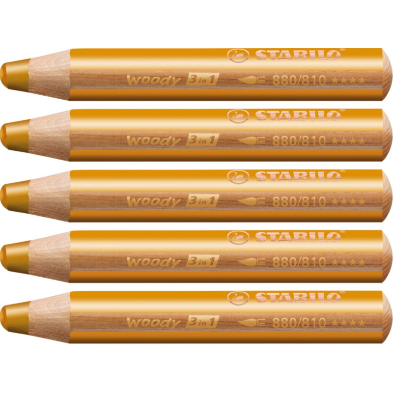 Stabilo woody 880-810 Guld tyk farveblyant 5stk Stabilo woody 880-810 Guld tyk farveblyant 5stk