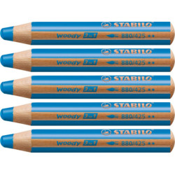 Stabilo woody 880-425 Blå tyk farveblyant 5stk