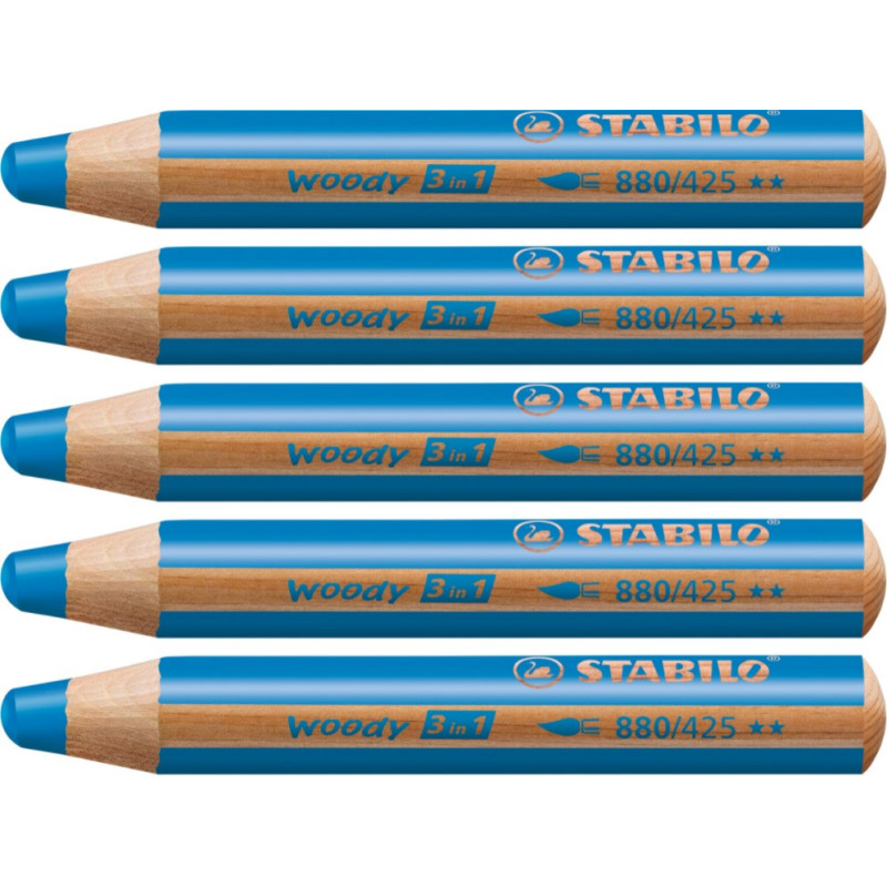 Stabilo woody 880-425 Blå tyk farveblyant 5stk Stabilo woody 880-425 Blå tyk farveblyant 5stk