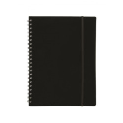 Notesbog A4 plast med spiralryg sort