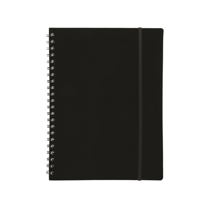 Notesbog A4 plast med spiralryg sort
