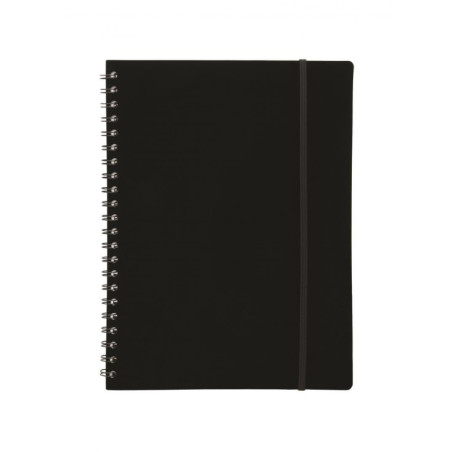 Notesbog A4 plast med spiralryg sort