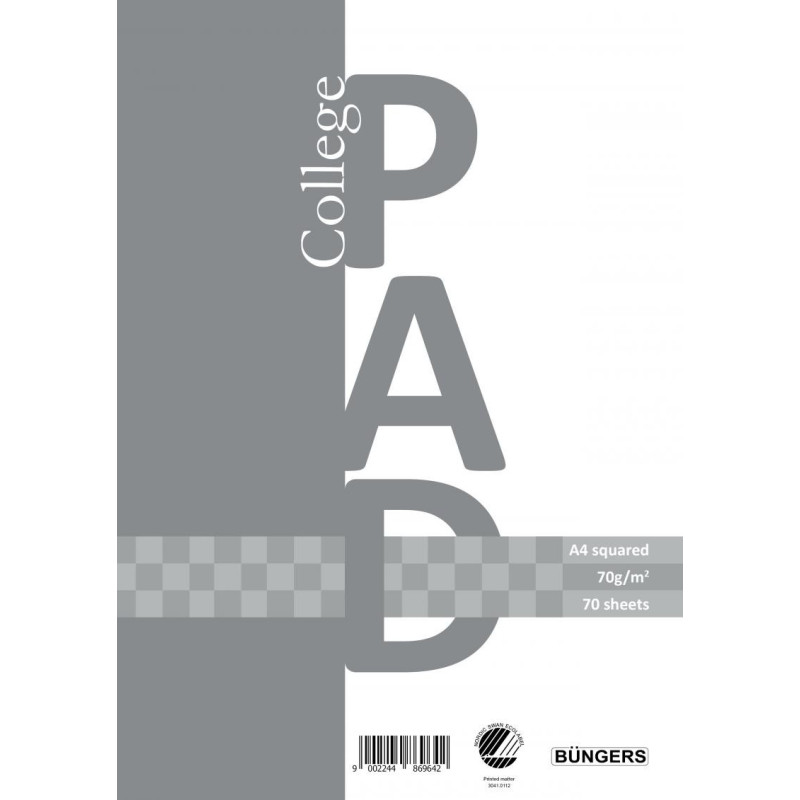 College pad A4 70g-70 sheets squared 3stk