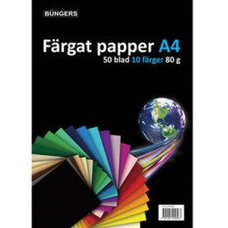 Farvet papir A4 80 gr. ass. farver 50stk