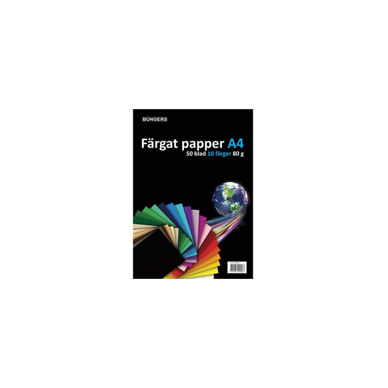 Farvet papir A4 80 gr. ass. farver 50stk Farvet papir A4 80 gr. ass. farver 50stk