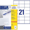Avery 3481 hvide labels 21 pr. ark 70x41 100ark (Udsalg få stk)