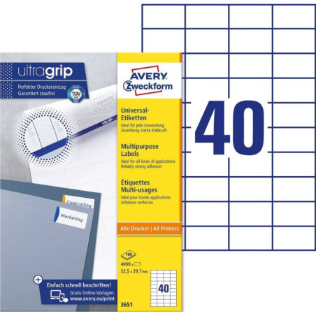 Avery 3651 hvide labels 40 pr. ark