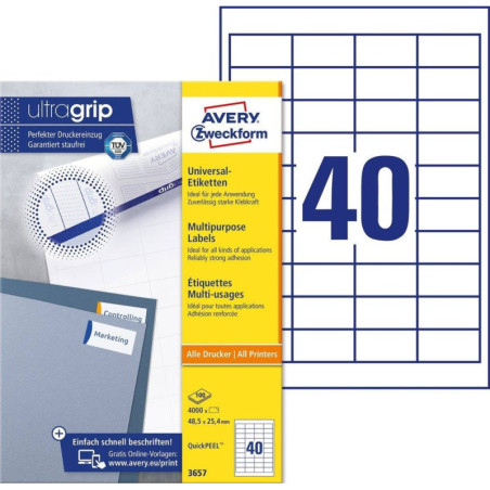Avery 3657 hvide labels 40 pr. ark