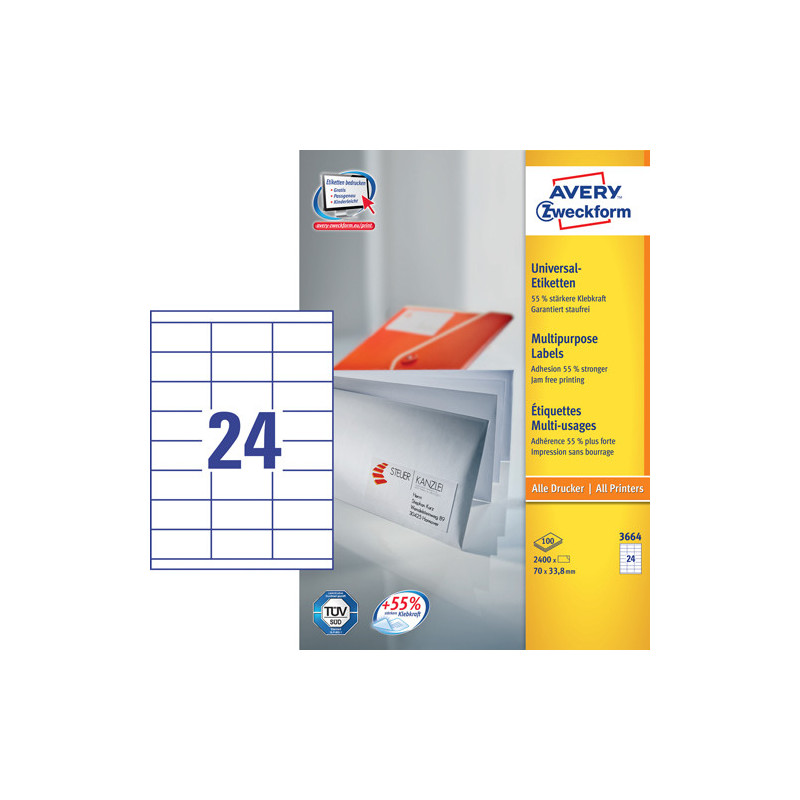 Avery 3664 hvide labels 24 pr. ark Avery 3664 hvide labels 24 pr. ark