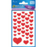 Avery 4371 Hjerter RØDE 3ark of 39 labels assorterede str.