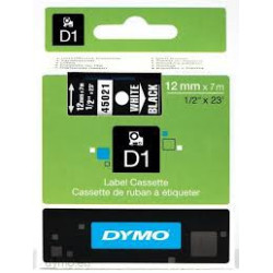 DYMO 45021 D1 Tape 12mm x 7m hvid på sort