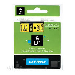 DYMO 45018 D1 Tape 12mm x 7m sort på gul
