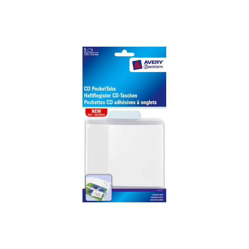 Avery 8362 CD lommer 130x151 5stk. (Udsalg få stk)