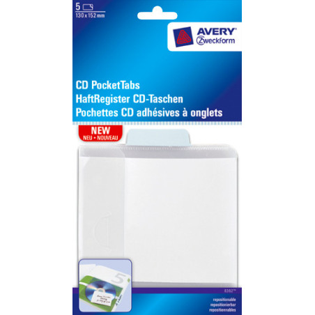 Avery 8362 CD lommer 130x151 5stk. (Udsalg få stk)