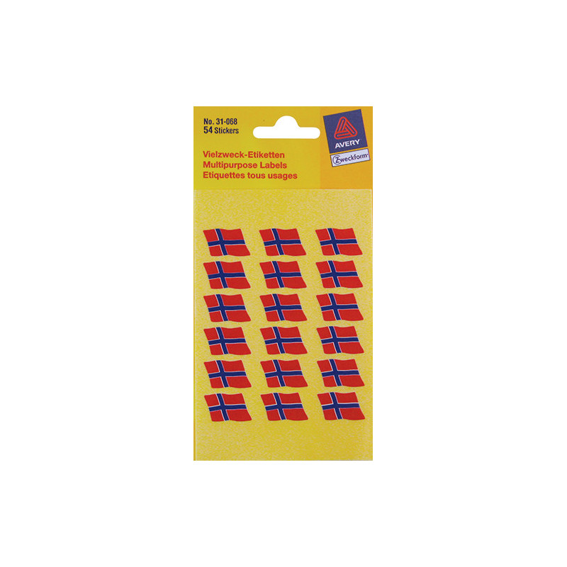 Avery 31-068 - 31068 Norsk flag klistermaerker 12X18 54stk.