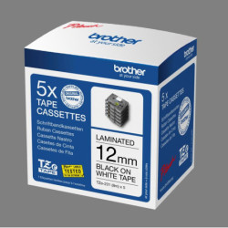 Brother TZe tape 12mmx8m sort-white (5)