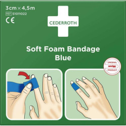 Soft Foam Bandage Blå 3cm x 4
