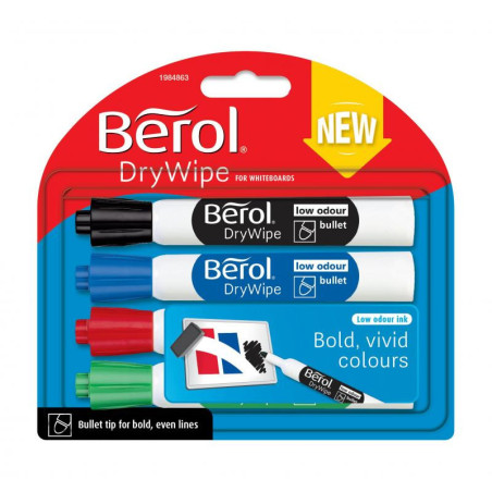 DryWipe Marker Bullet Standard 4pak