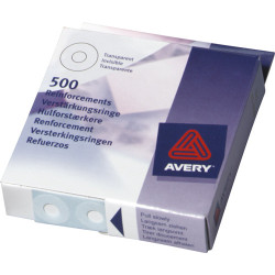 Avery 43-409 Hulforstærkere. Klare 13mm Dispenser 500stk. (Udsalg)