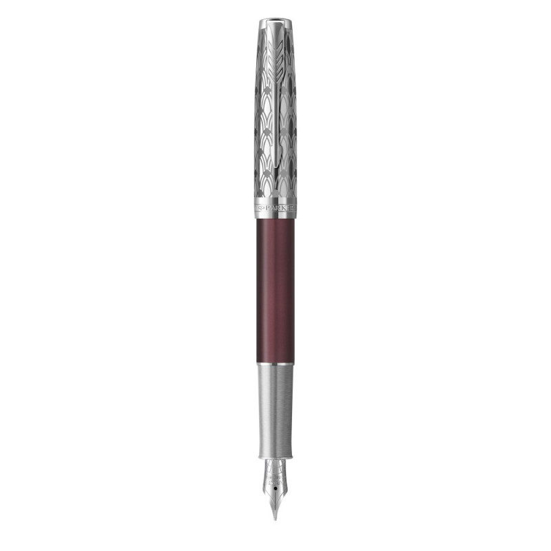 Sonnet Metal & Red CT Fyldepen Medium Nib 18K Sonnet Metal & Red CT Fyldepen Medium Nib 18K
