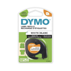 Sort tekst på hvid StrygLet tape 12mm