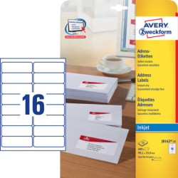 Avery J8162-25 Adresse etiketter DL kuverter quick dry 16 pr. ark 99.1 x 33.9 25 ark