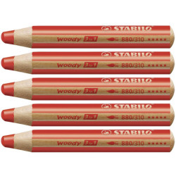 Stabilo woody 880-310 Rød tyk farveblyant 5stk