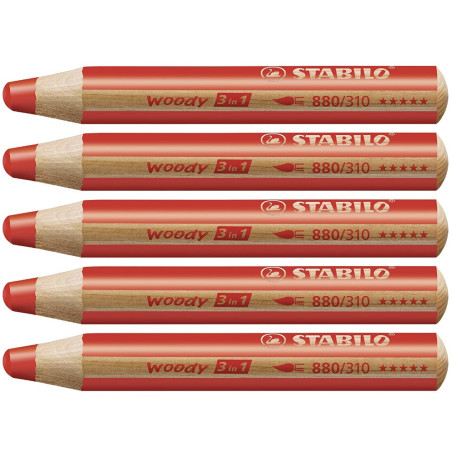 Stabilo woody 880-310 Rød tyk farveblyant 5stk