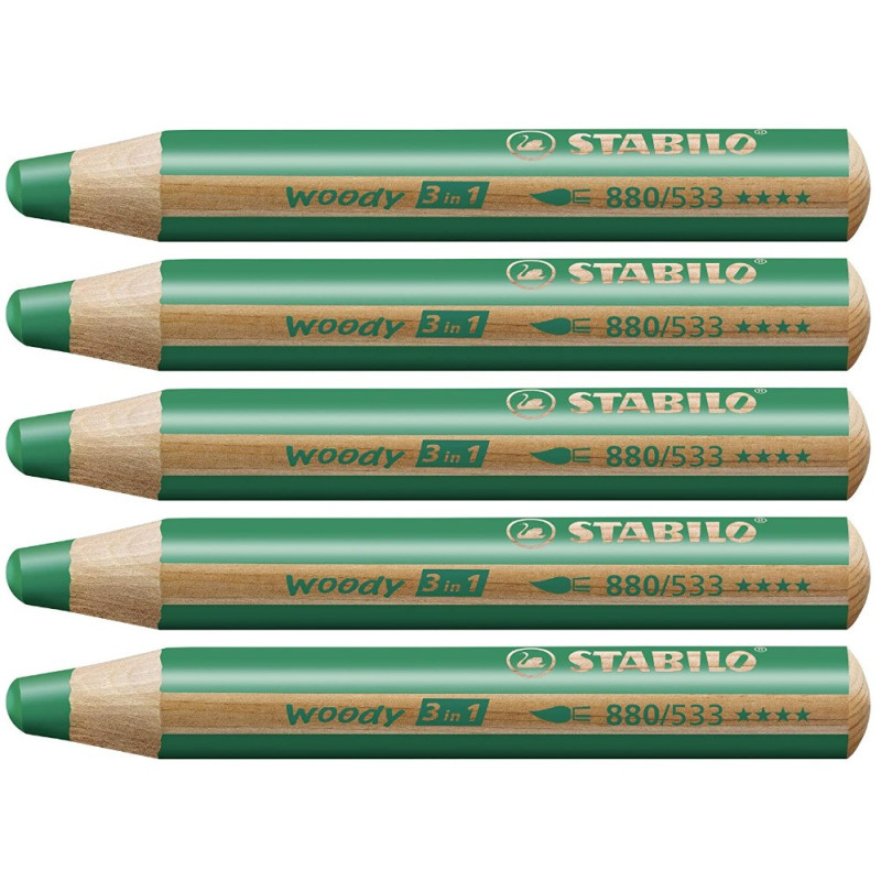 Stabilo woody 880-533 Grøn tyk farveblyant 5stk Stabilo woody 880-533 Grøn tyk farveblyant 5stk