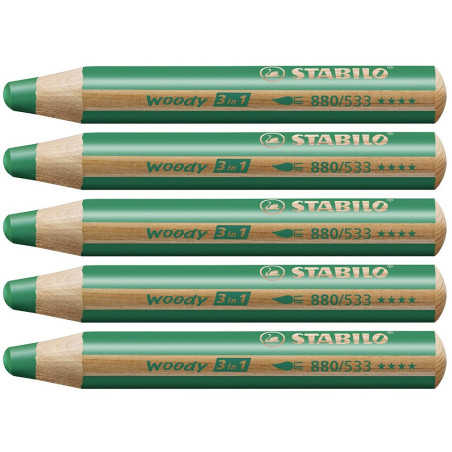 Stabilo woody 880-533 Grøn tyk farveblyant 5stk