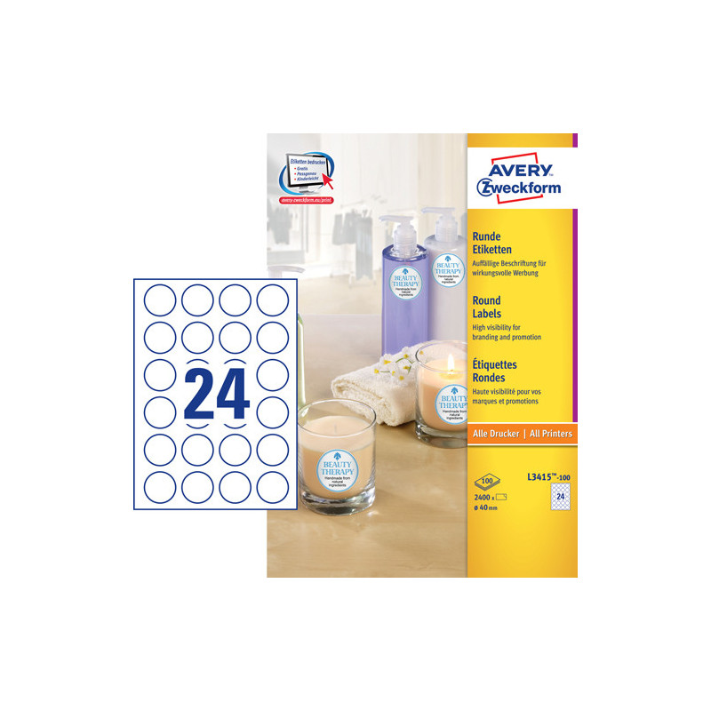 Avery L3415-100 Runde etiketter