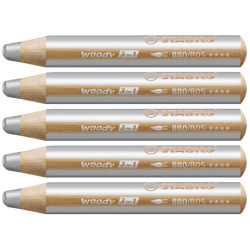 Stabilo woody 880-805 Sølv tyk farveblyant 5stk