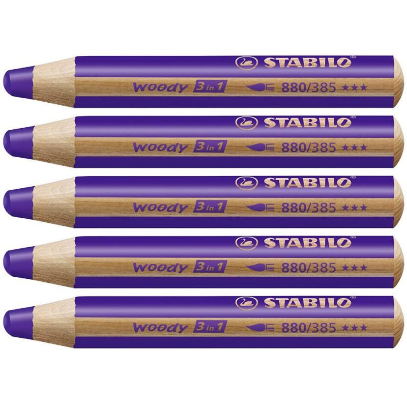 Stabilo woody 880-385 Lilla tyk farveblyant 5stk