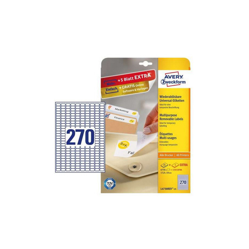 Avery L4730Rev-25 Aftagelige etiketter 270 pr. ark 17