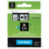 DYMO 40910 D1 Tape 9mm x 7m sort på klar-transparent