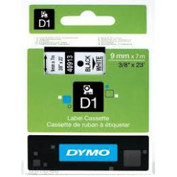 DYMO 40913 D1 Tape 9mm x 7m sort på hvid