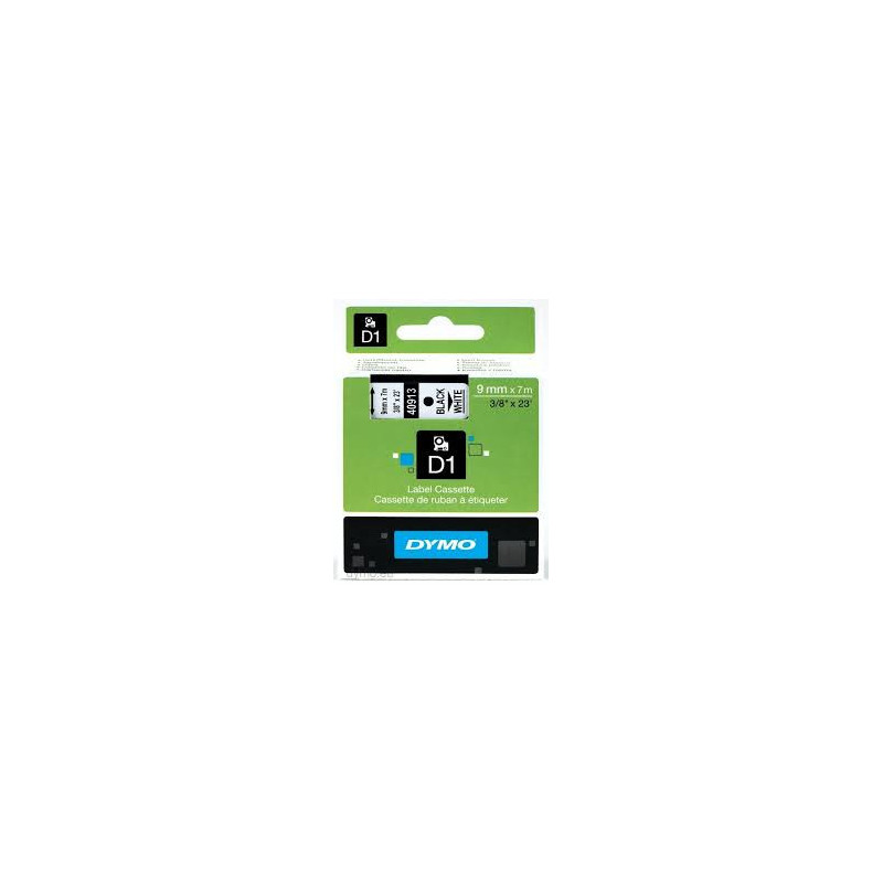 DYMO 40913 D1 Tape 9mm x 7m sort på hvid