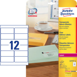 Avery L4772-25 klare Adresse etiketter 12 pr. ark 99.1 x 42.3 25 ark