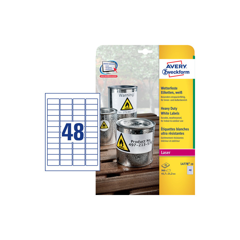 Avery L4778-20 Heavy duty etiketter