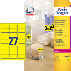 Avery L6004-25 Square etiketter neon
