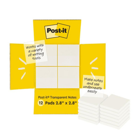 Post-it Notes tranparent 73x73 36sh-pad (12stk)