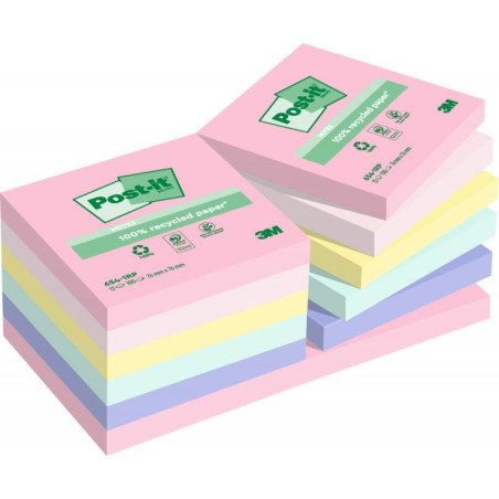 Post-it Recycled mix colors 76x76 100sh (12stk)