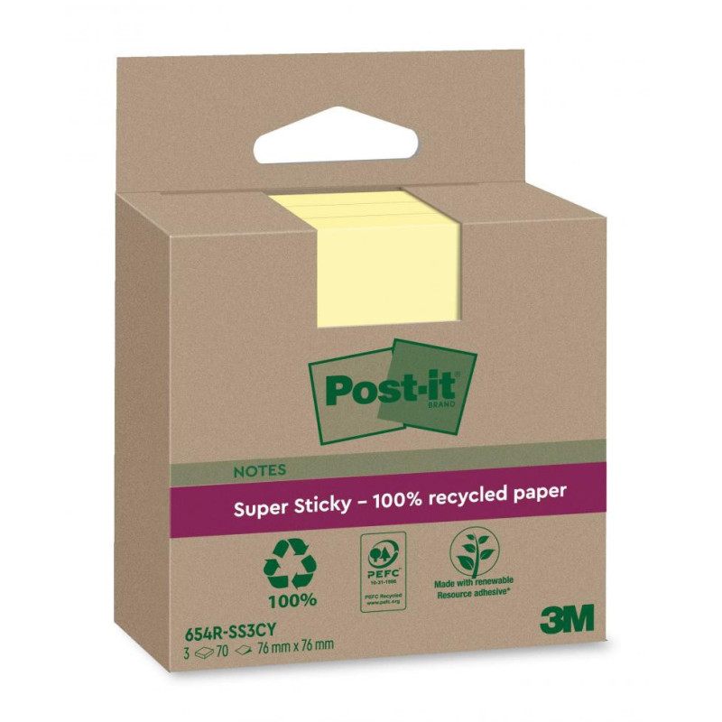 Post-it SS Canary Yellow 76x76 Recycl (3stk)