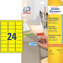 Avery L6035-20 Aftagelige gule etiketter